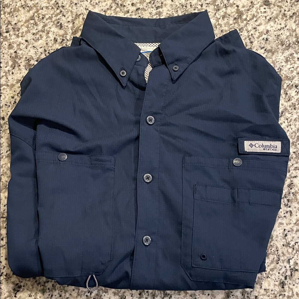 Columbia Men's Dark Blue PFG fishing shirt